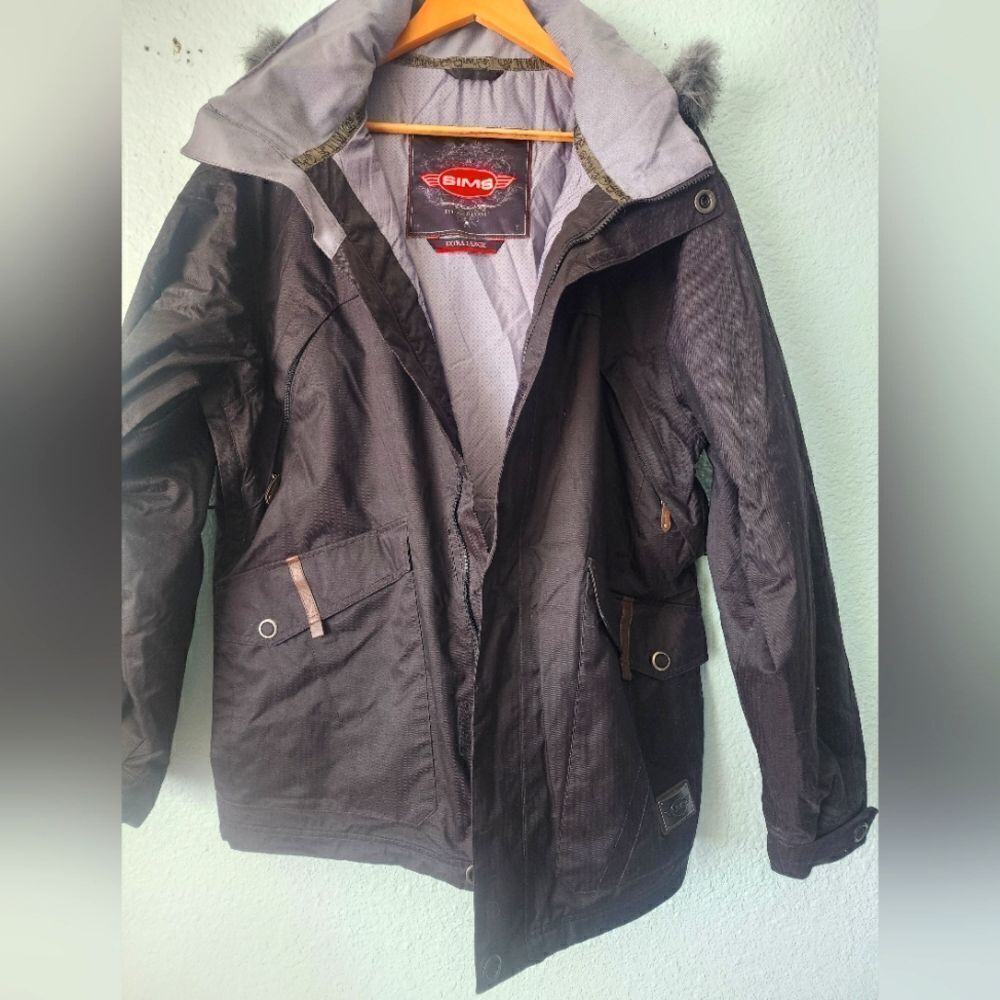 SIMS Snowboarding Black Jacket with Fur Hood